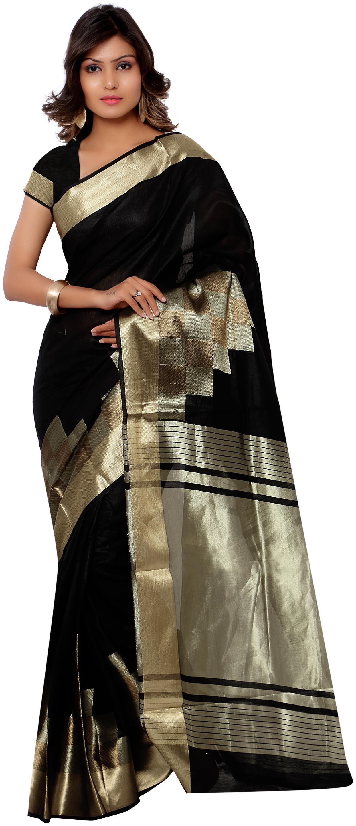 

VARKALA SILK SAREES Women Cotton Silk Saree - Black