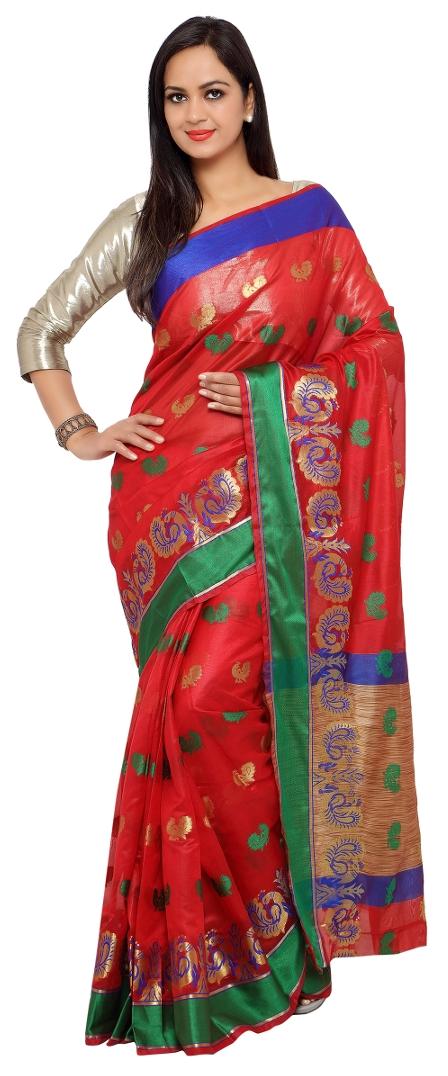 

Varkala Silk Sarees Red Cotton Silk Banarasi Saree (Td1109Rd)