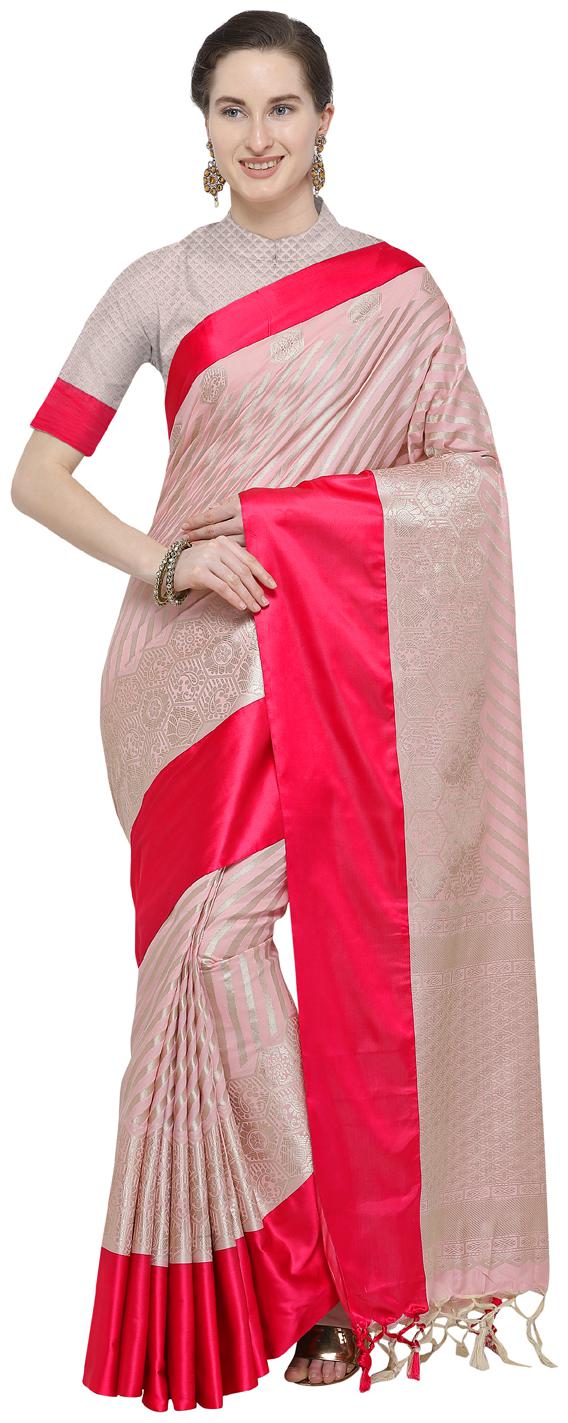 

Varkala Silk Sarees Katan Silk Kanjiwaram Banarasi Zari Work Saree - Pink