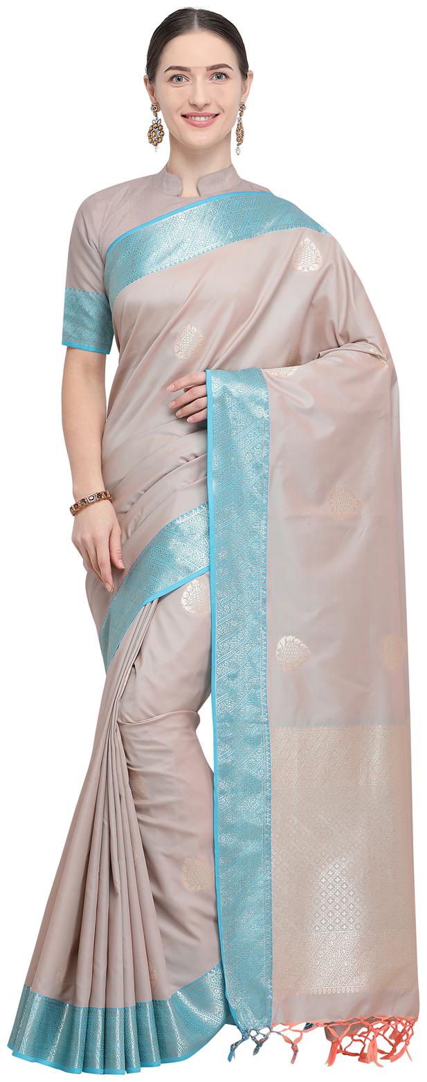 

Varkala Silk Sarees Pink Katan Silk Blended Zari Work Banarasi Saree With Blouse