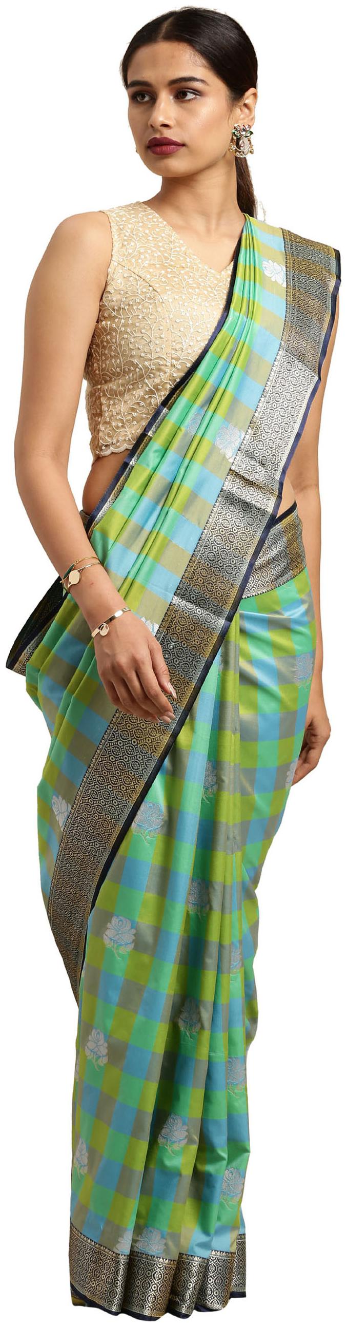 

Varkala Silk Sarees Women Kanjivaram Soft Katan Silk Saree Multi