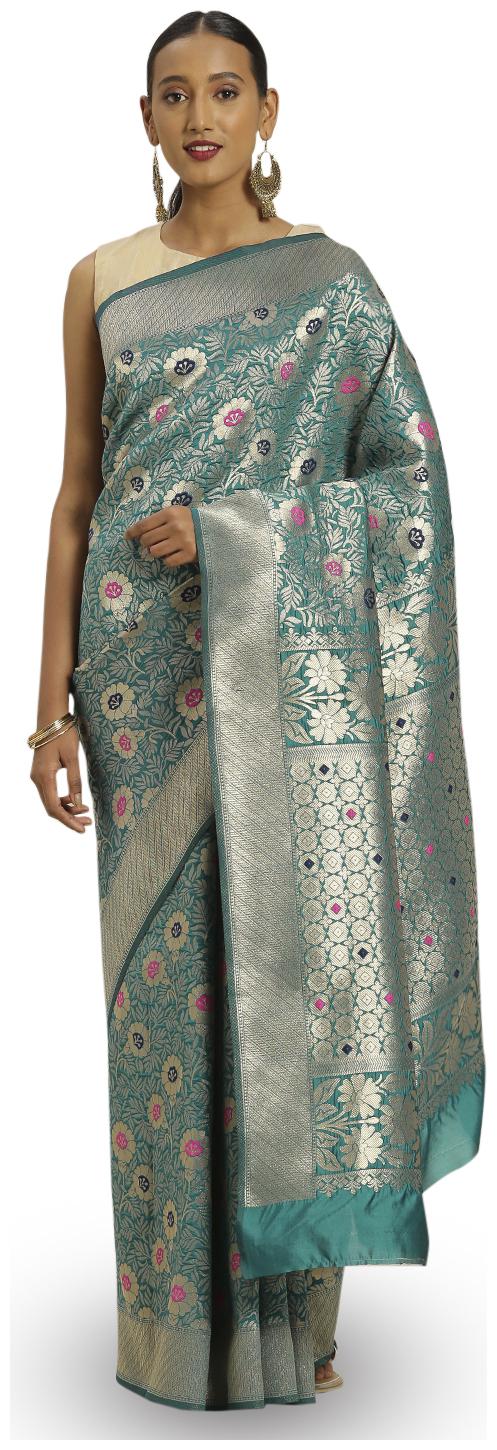 

Varkala Silk Sarees Kanchipuram Silk Green Woven Silk Party Wear Saree