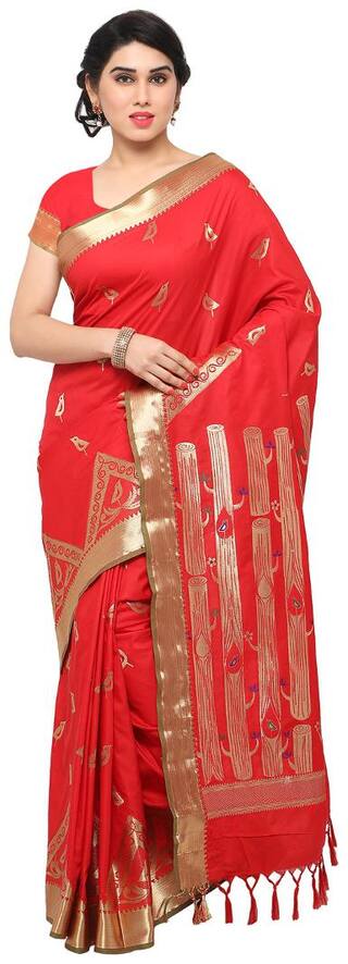 Varkala Silk Sarees Red Art Silk Kanchipuram Saree(JB5013RDRD)