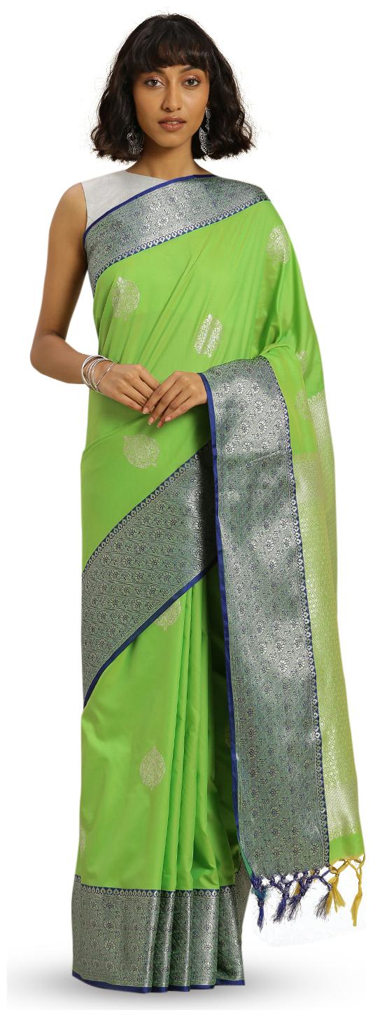 

Varkala Silk Sarees Kanchipuram Silk Green Woven Silk Party Wear Saree