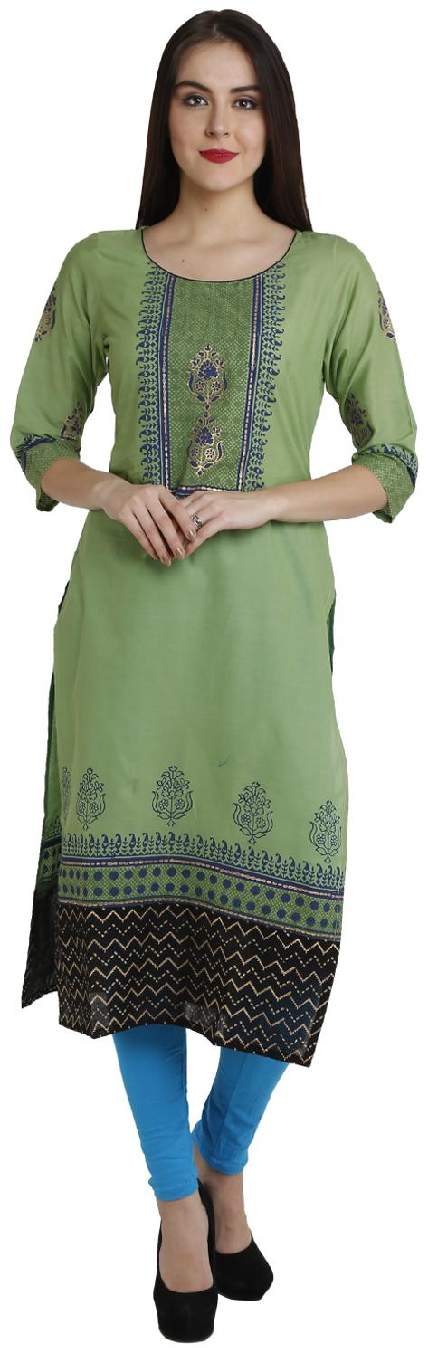 

VARKHA FASHION Cotton Olive Printed Kurta For Women