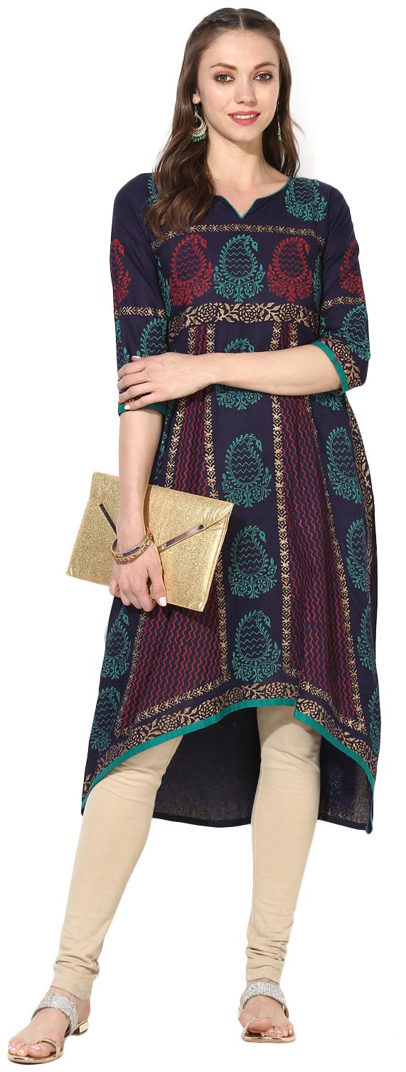 

VARKHA FASHION Women Navy Blue Solid Anarkali Kurta