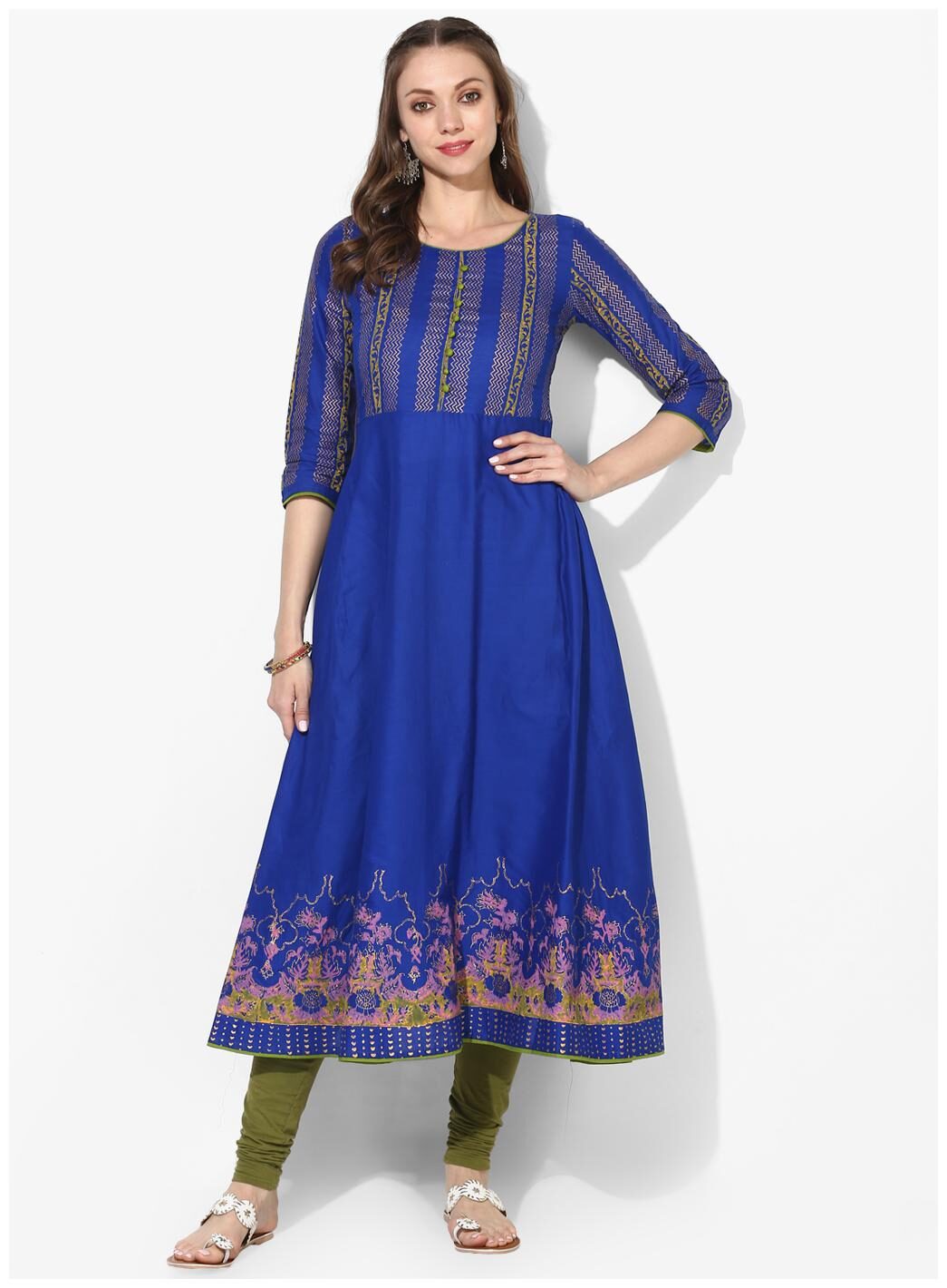 

VARKHA FASHION Women Cotton Printed Kurta Blue