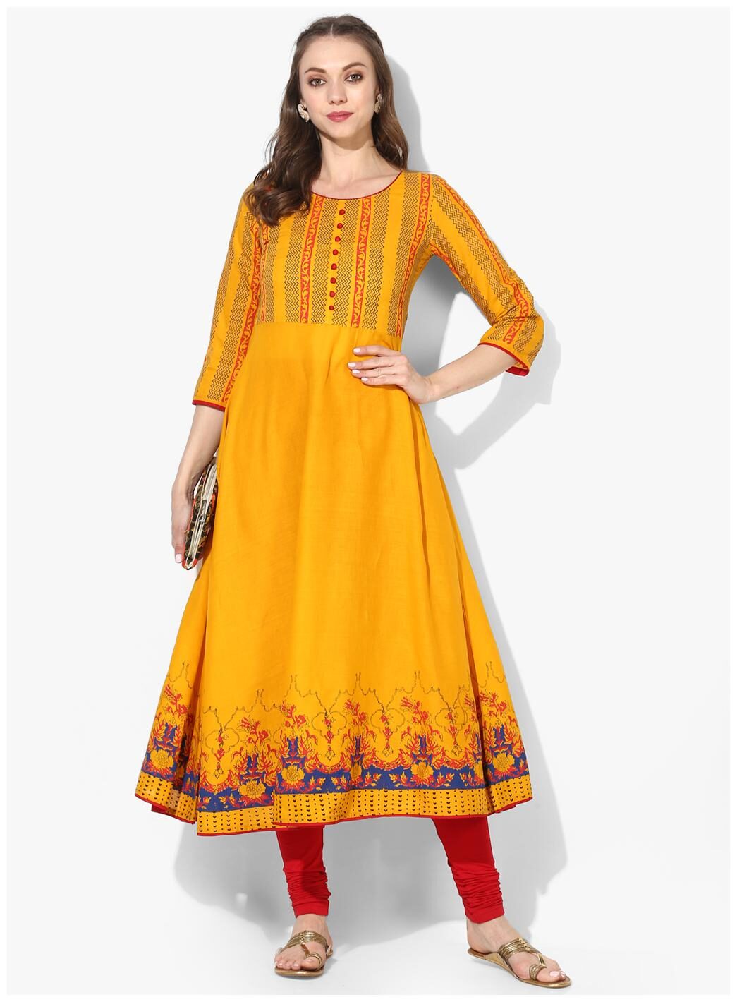 

VARKHA FASHION Women Cotton Printed Kurta Yellow