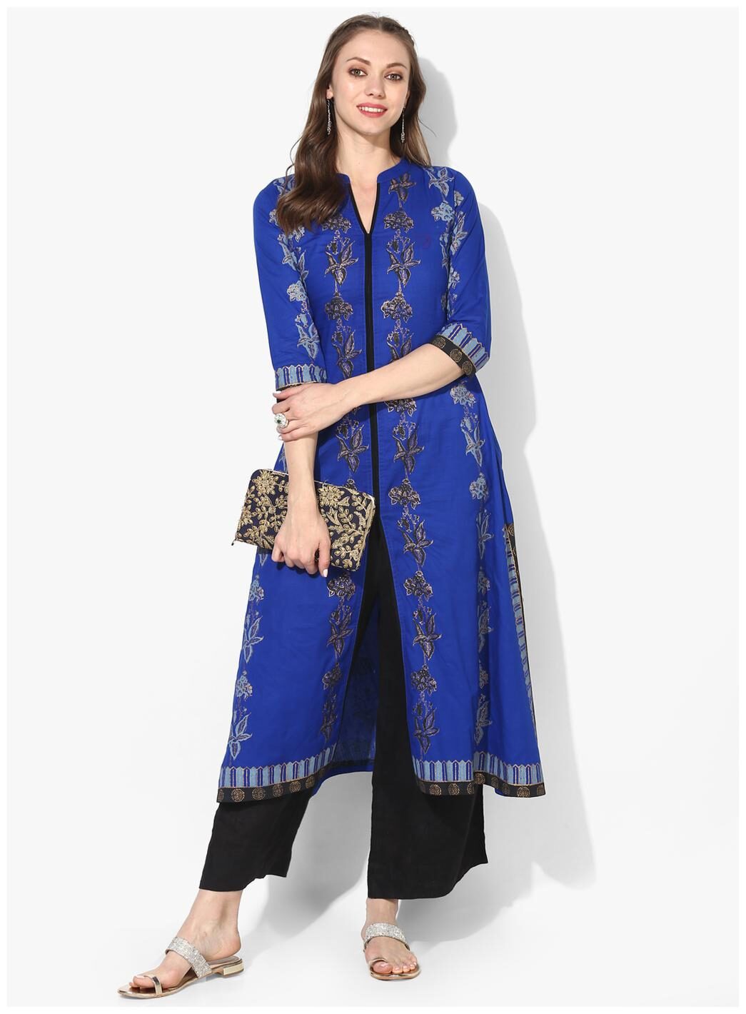 

VARKHA FASHION Women Cotton Floral Kurta Blue