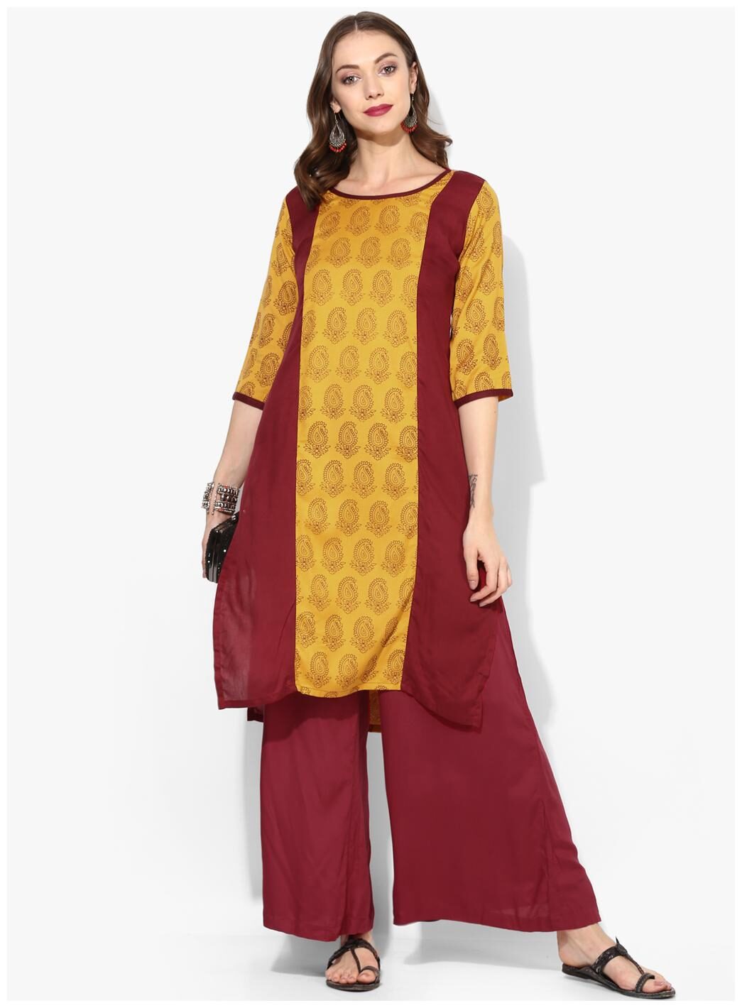 

VARKHA FASHION Women Yellow Printed Straight Kurta