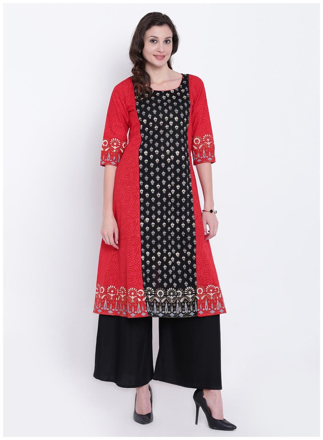 

VARKHA FASHION Women Red Printed Straight Kurta