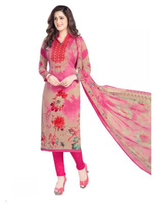 

Shree Jeen Mata Collection Pink Unstitched Kurta with bottom dupatta With dupatta Dress Material