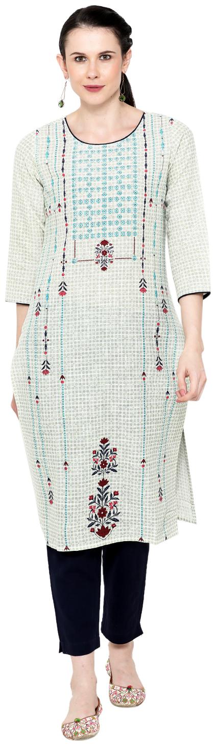 

Varshika Women Cream Embroidered Straight Kurta