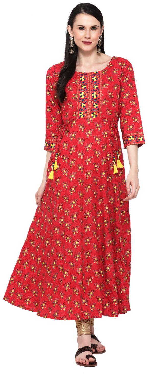 

Varshika Women Red Floral Anarkali Kurta