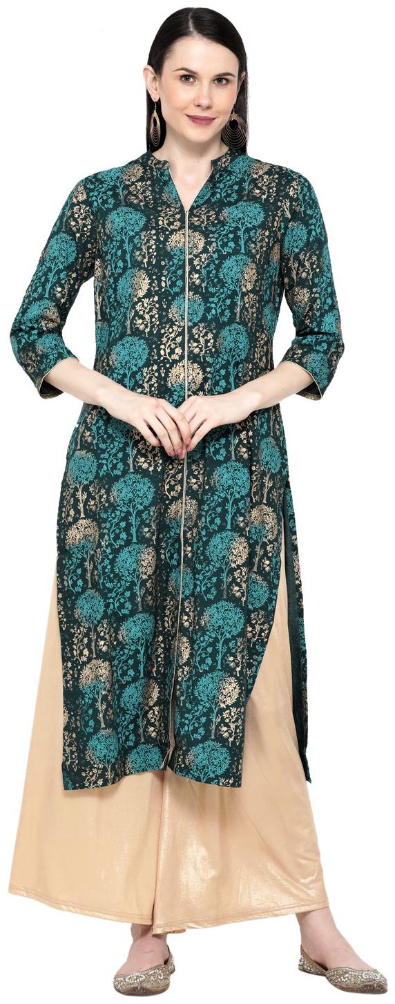 

Varshika Women Green Printed Straight Kurta