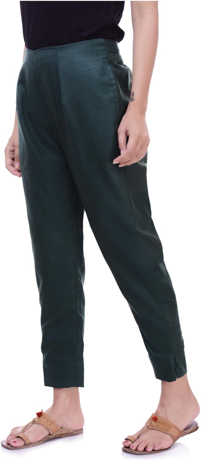 Vasavi Women Green Slim fit Cigarette pants
