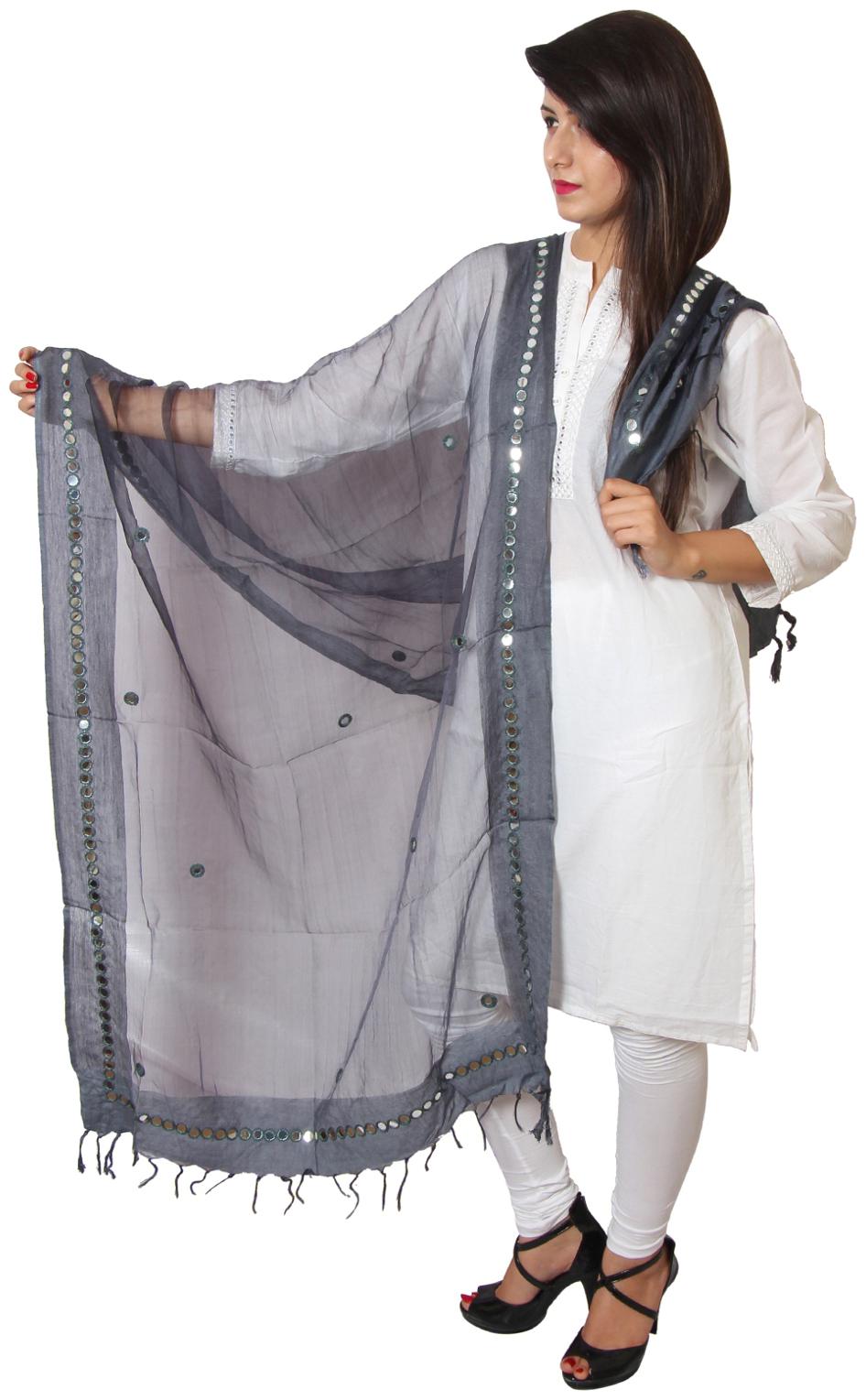 

Vasavi Jaipur Premium Quality Women Full Length Tissue Mirror Dupatta