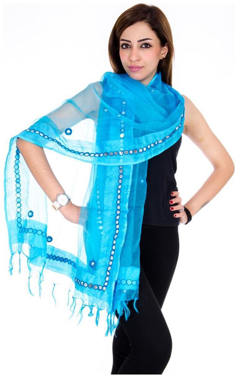 

Vasavi Jaipur Premium Quality Women Full Length Tissue Mirror Dupatta
