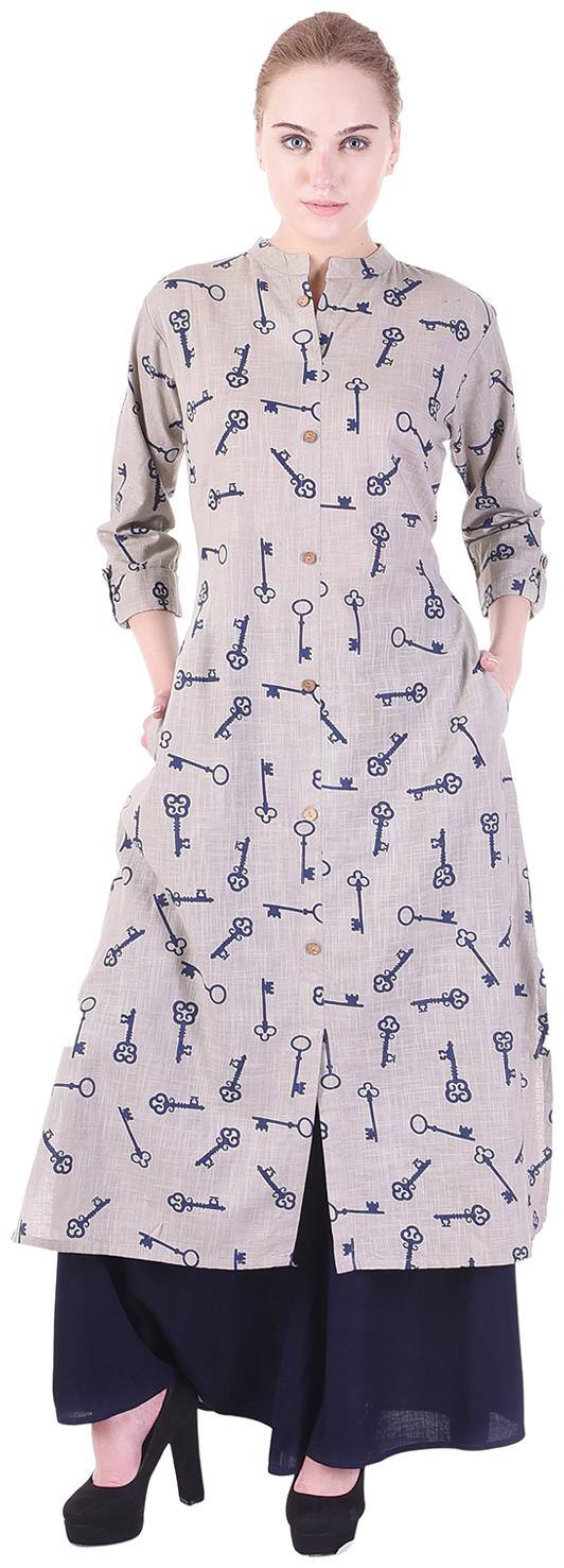 Vasavi Women Grey Printed A Line Kurta