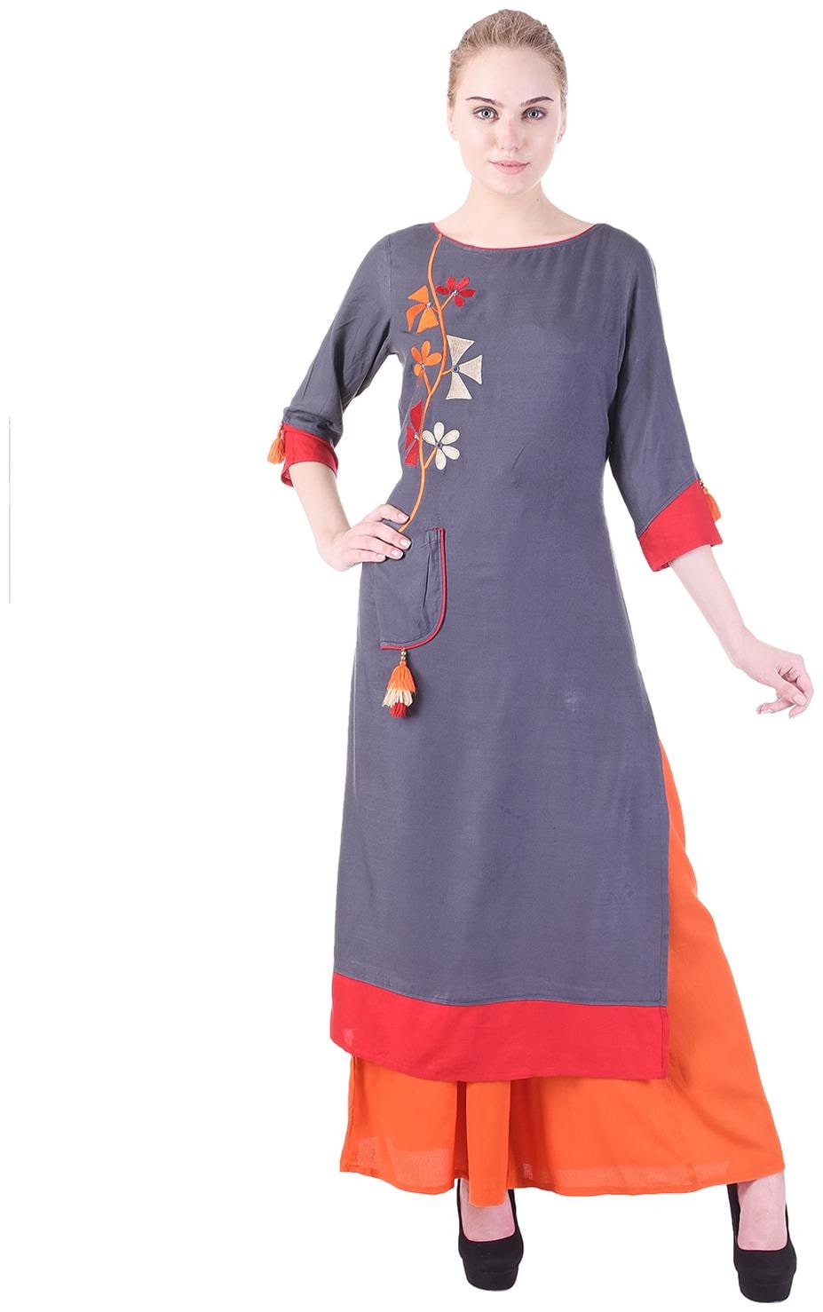 

Vasavi Premium Quality Casual Office Wear Cotton-Rayon kurti tunic top