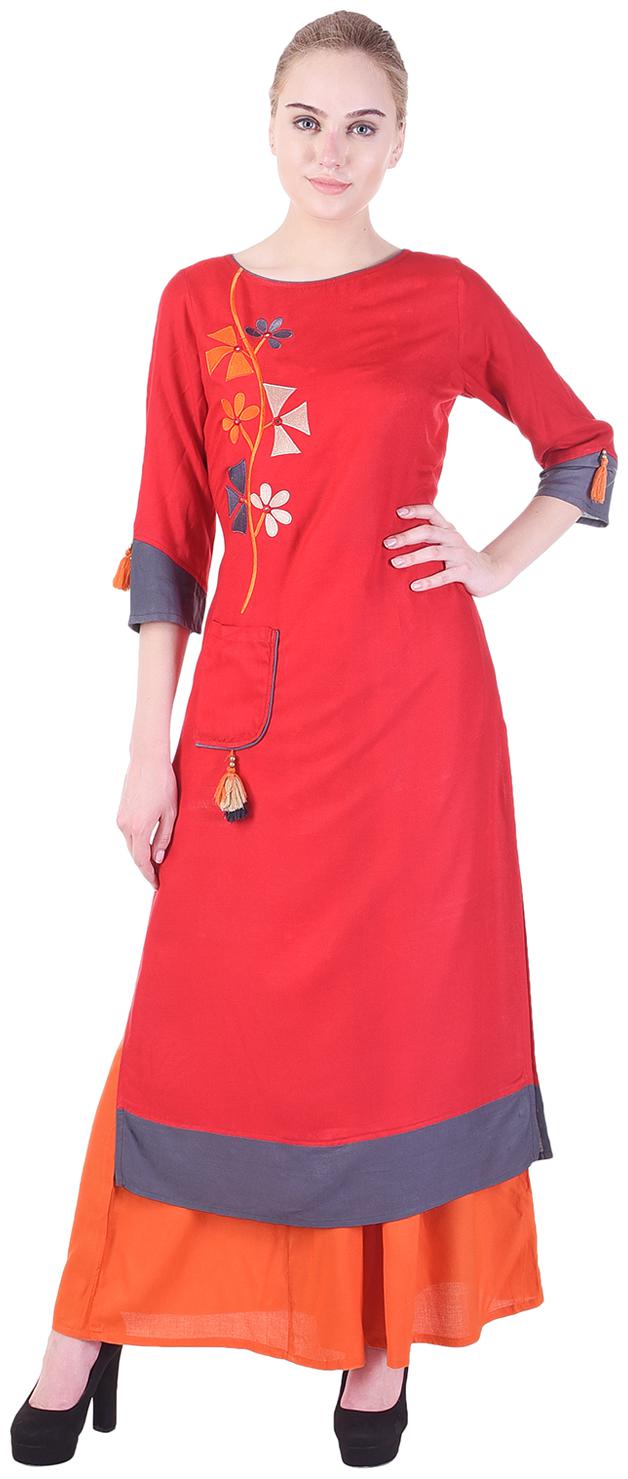 

Vasavi Premium Quality Casual Office Wear Cotton-Rayon kurti tunic top
