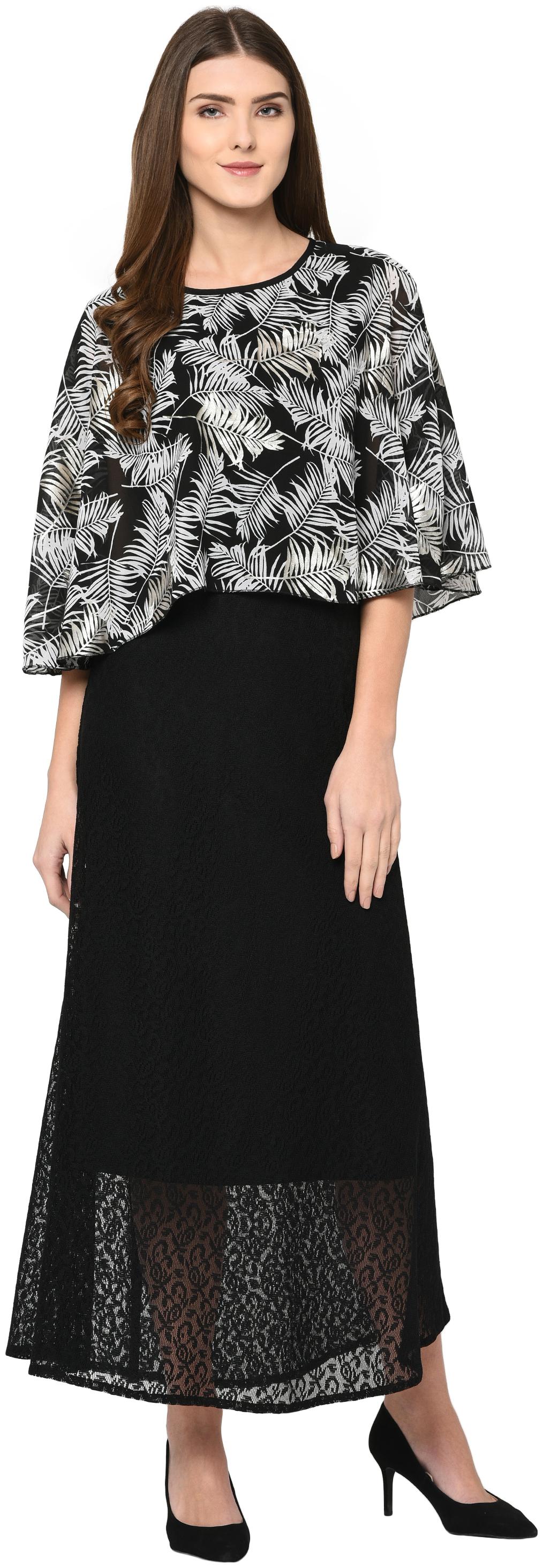 

VASHIST Black Solid A-line dress