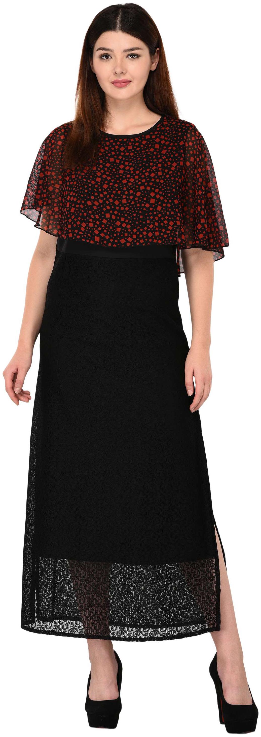 

VASHIST Black Solid A-line dress