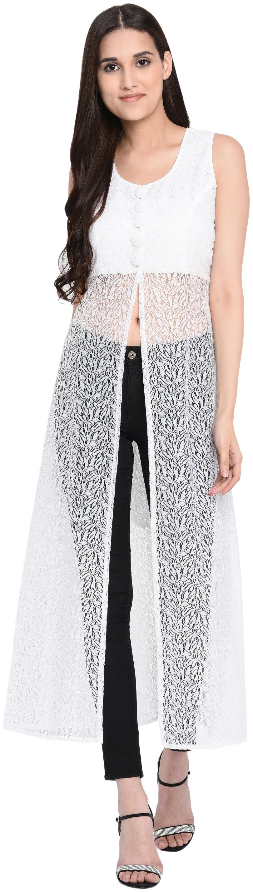 

VASHIST White Solid A-line dress