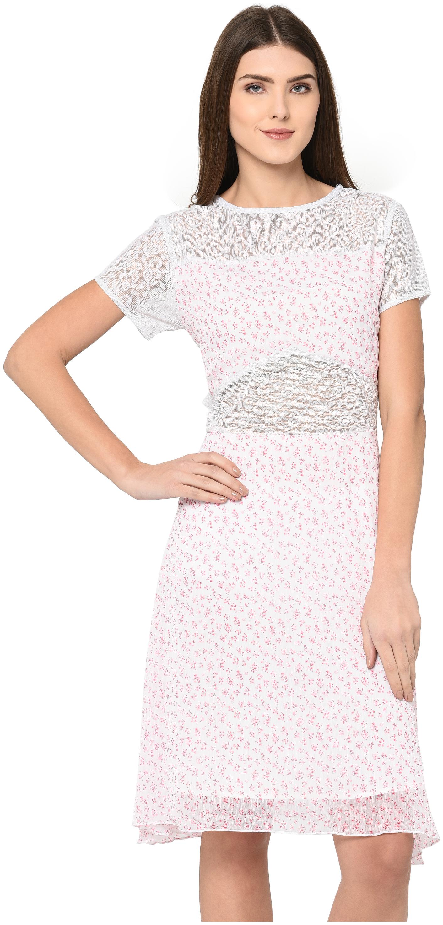 

VASHIST White Printed A-line dress