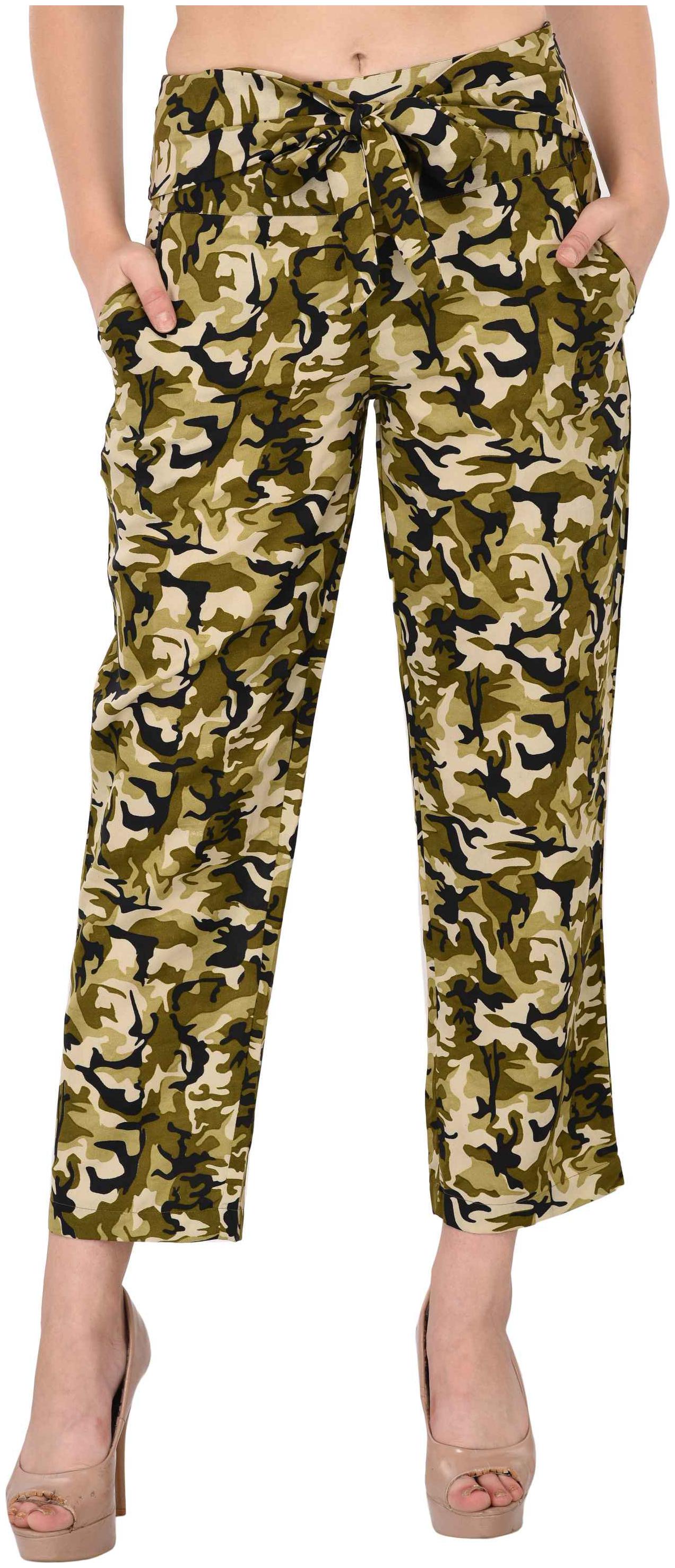 

Vashist Dark Green Printed Tie Knot Detailed straight Palazzo For women