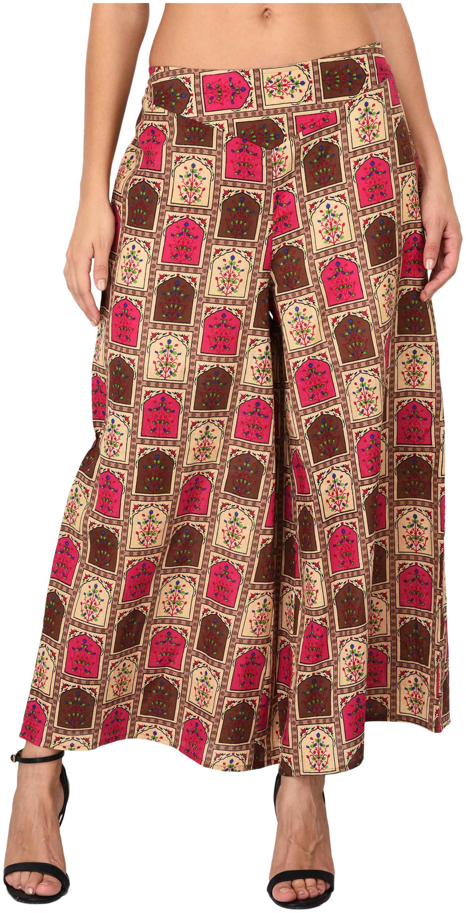 

VASHIST Pink Printed Flared Palazzo