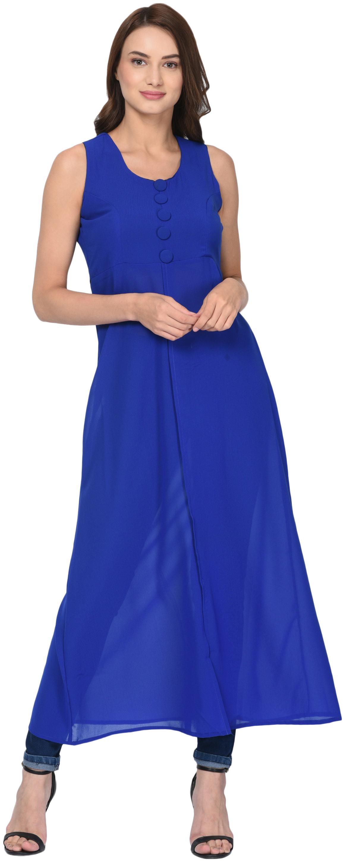 

VASHIST Blue Solid A-line dress