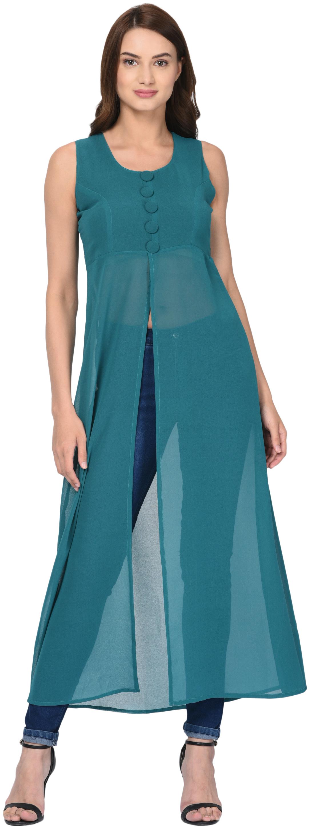 

VASHIST Green Solid A-line dress