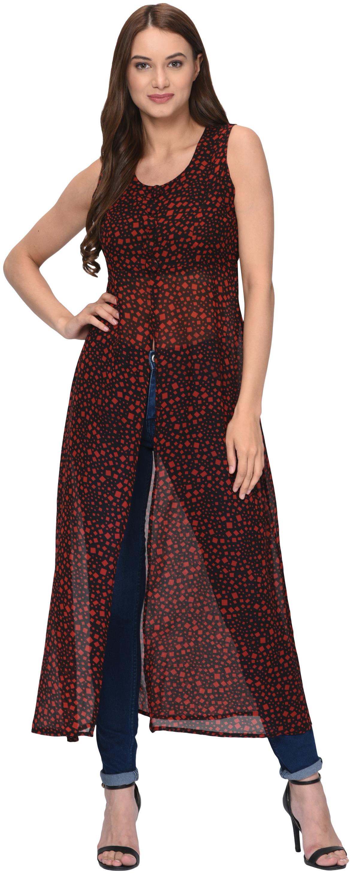 

VASHIST Brown Printed A-line dress