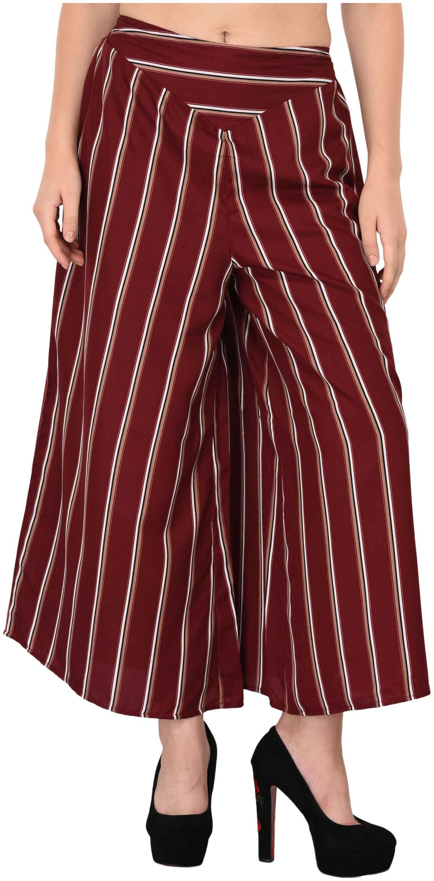 

Vashist Maroon Striped Flared Palazzo For women
