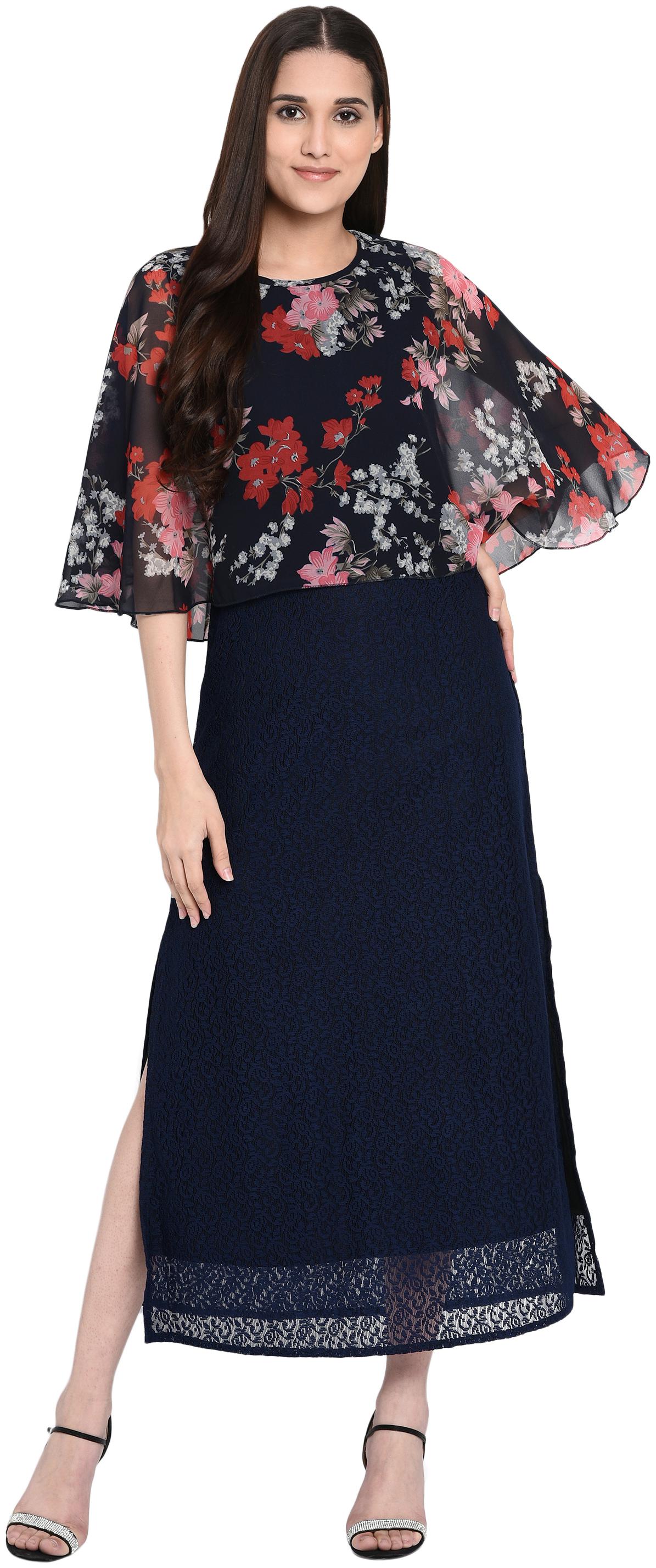 

VASHIST Blue Solid A-line dress