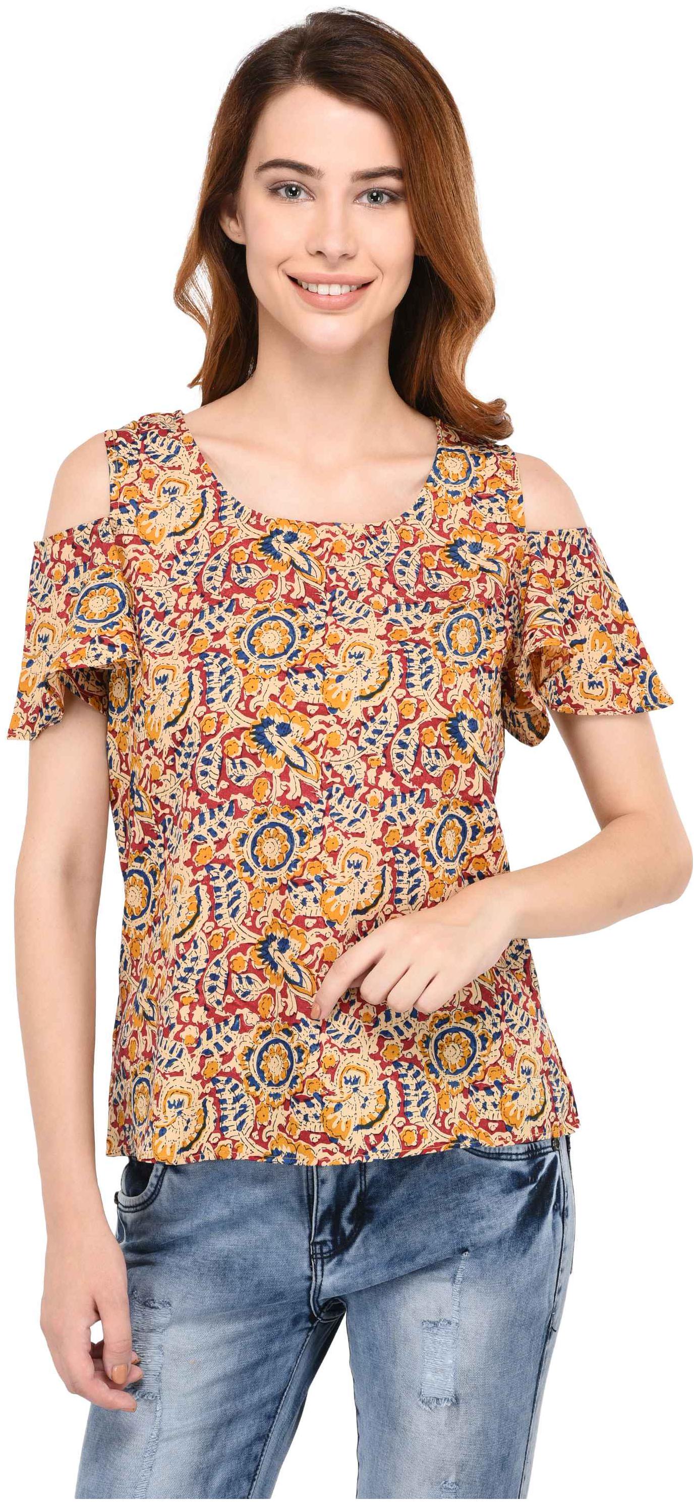 

VASHIST Women Floral Regular top - Beige