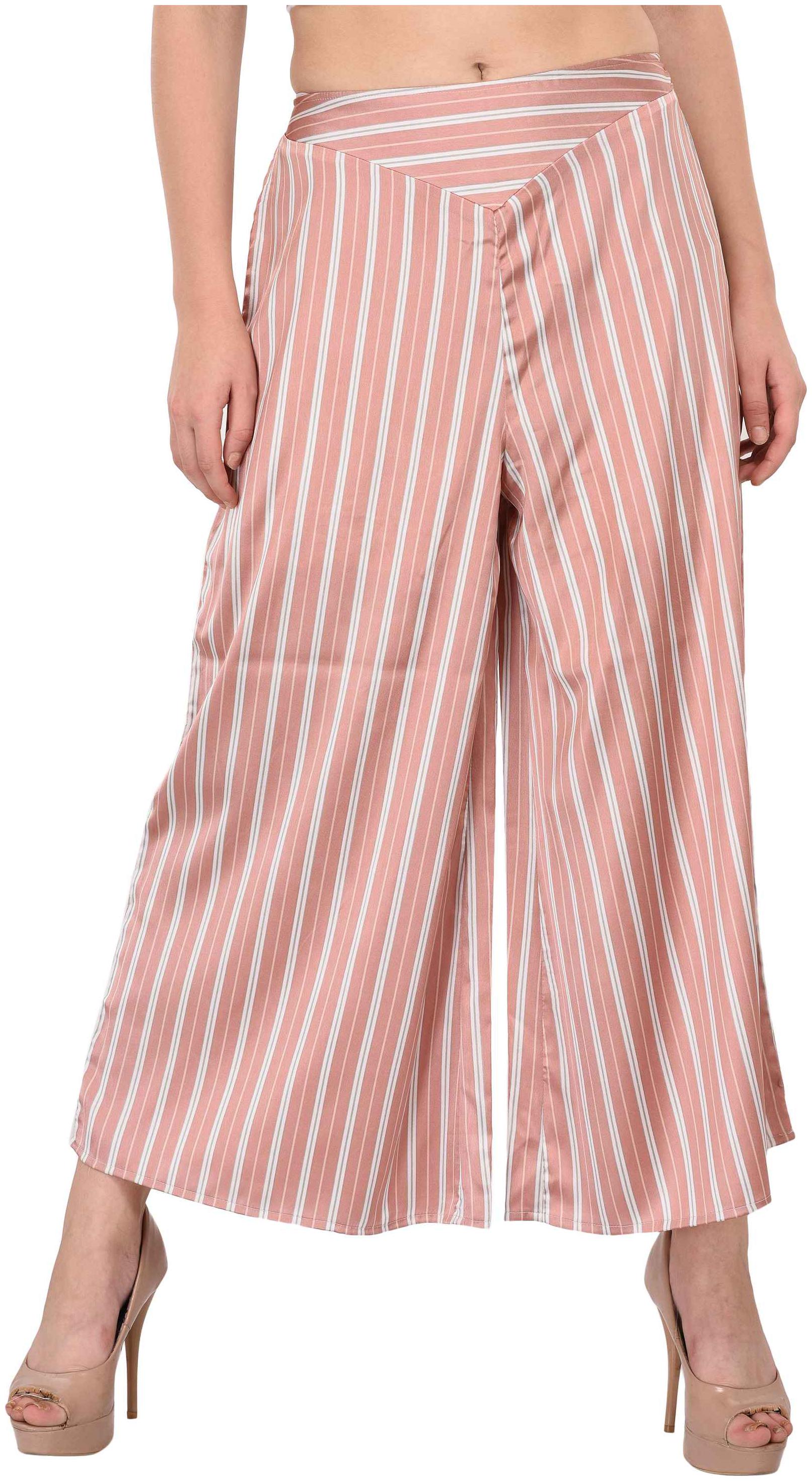 

Vashist Pink Striped Flared Palazzo For women