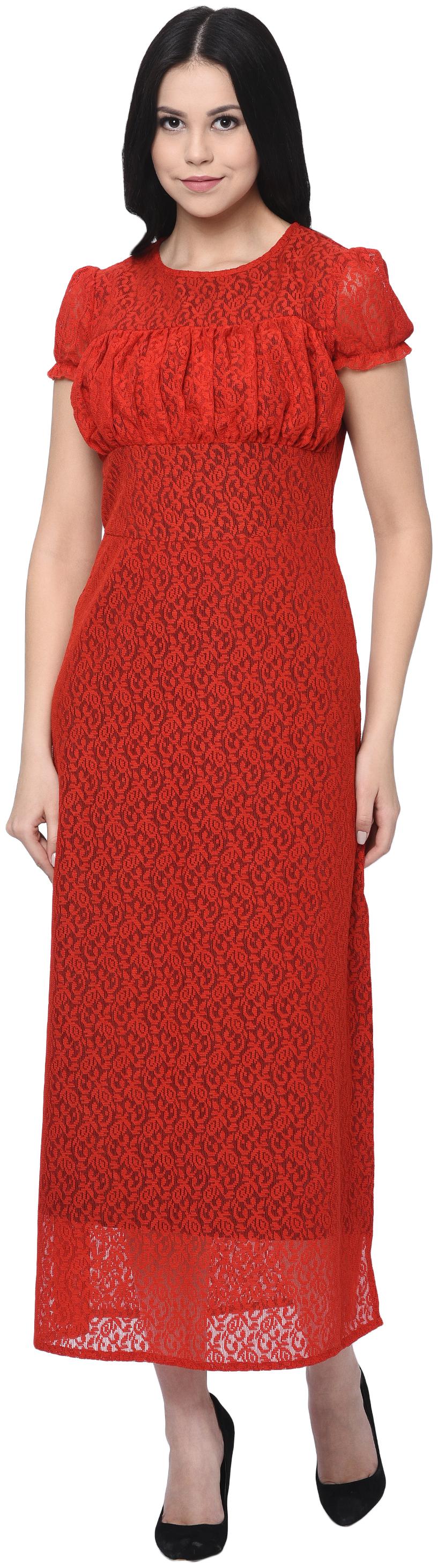 

VASHIST Red Solid A-line dress