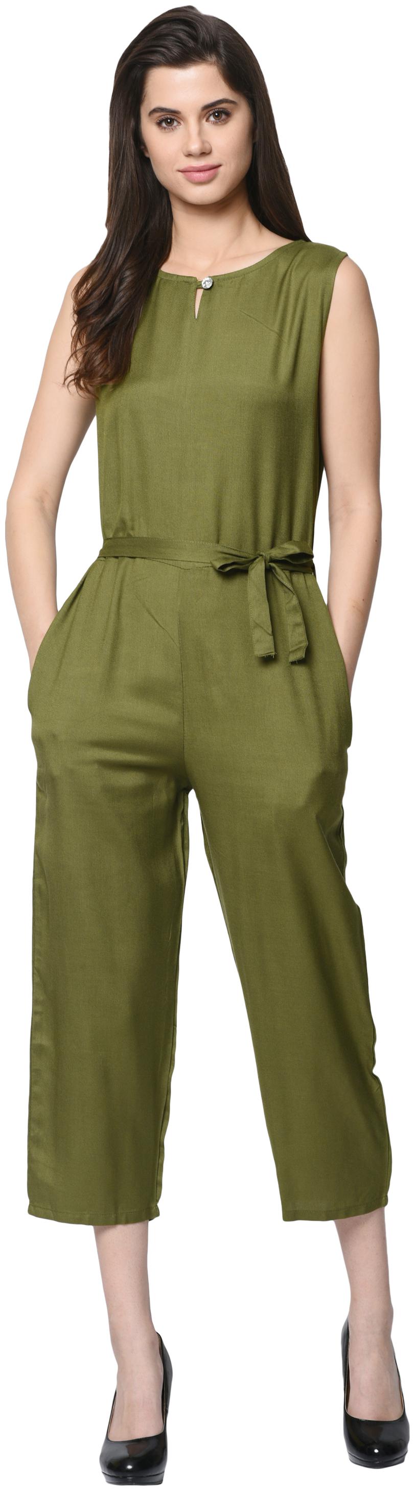 

VASHIST Solid Jumpsuit - Green