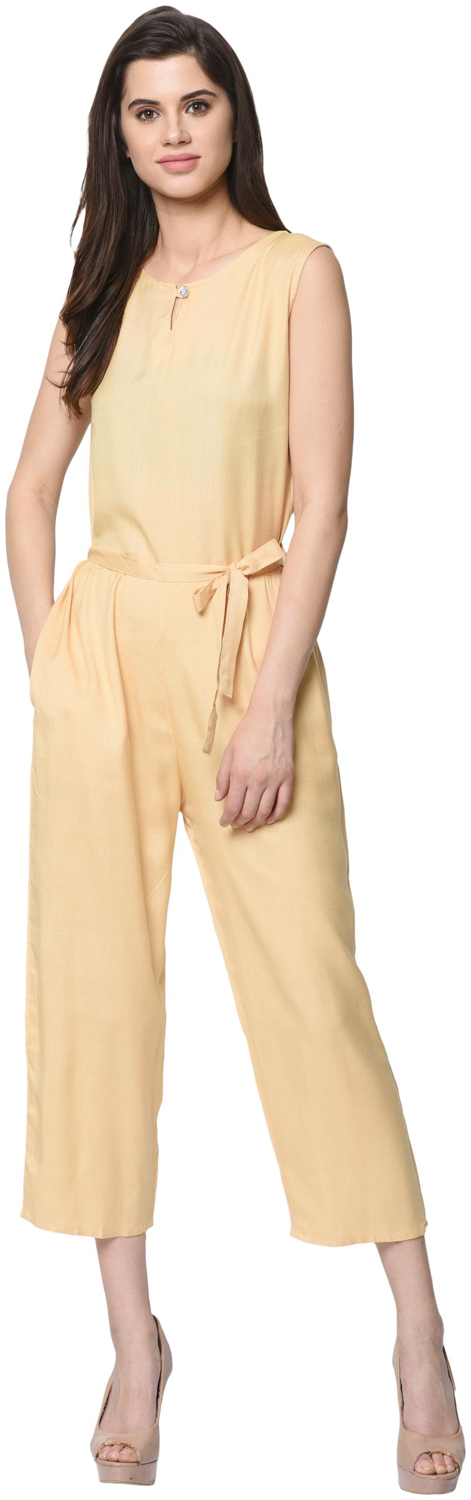 

VASHIST Solid Jumpsuit - Beige