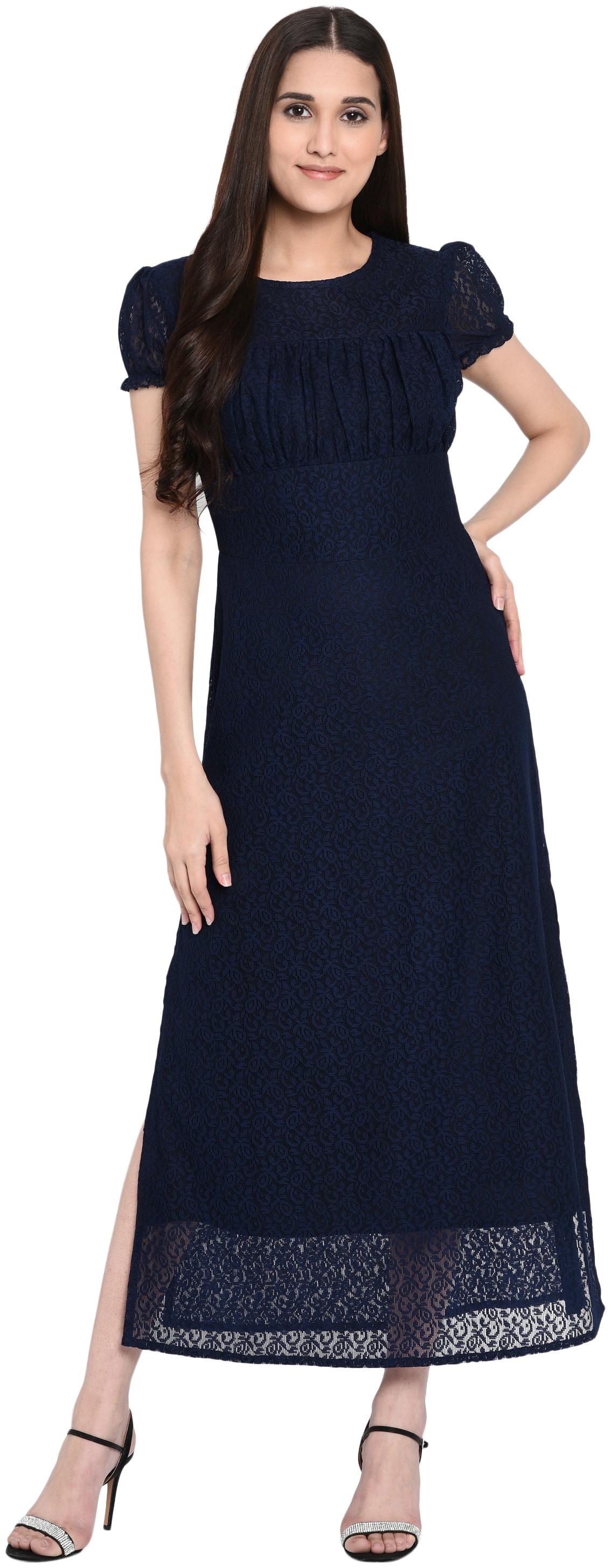 

VASHIST Blue Solid A-line dress
