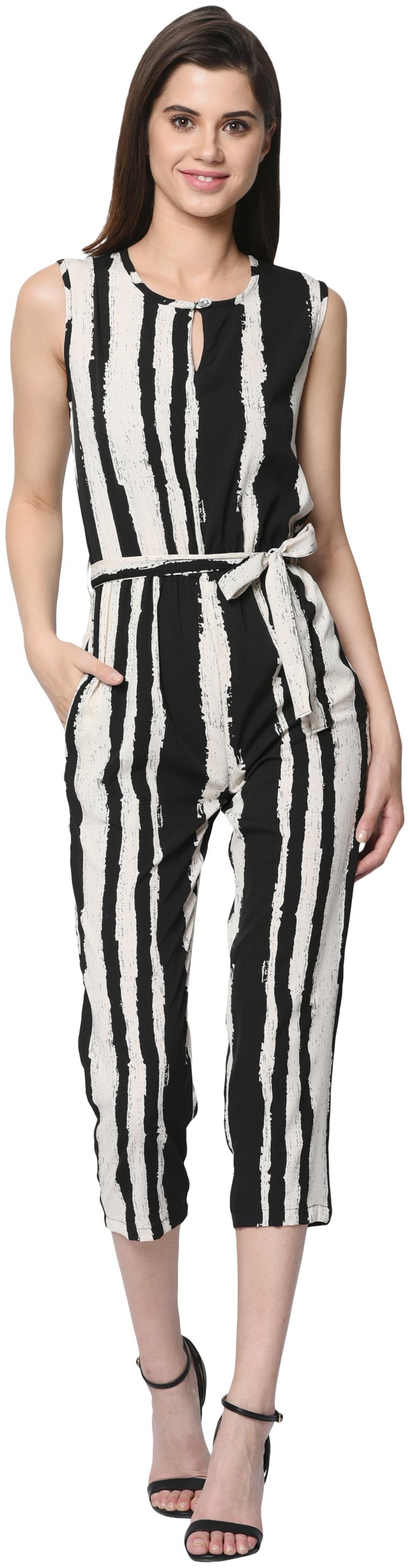 

VASHIST Striped Jumpsuit - Black White