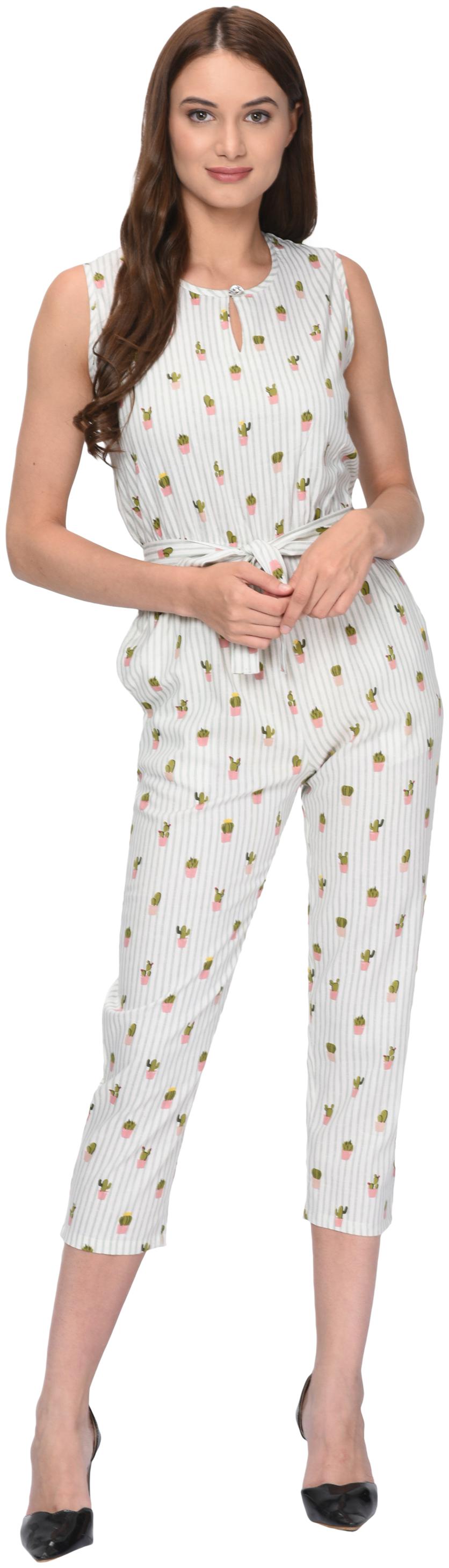 

VASHIST Printed Jumpsuit - White