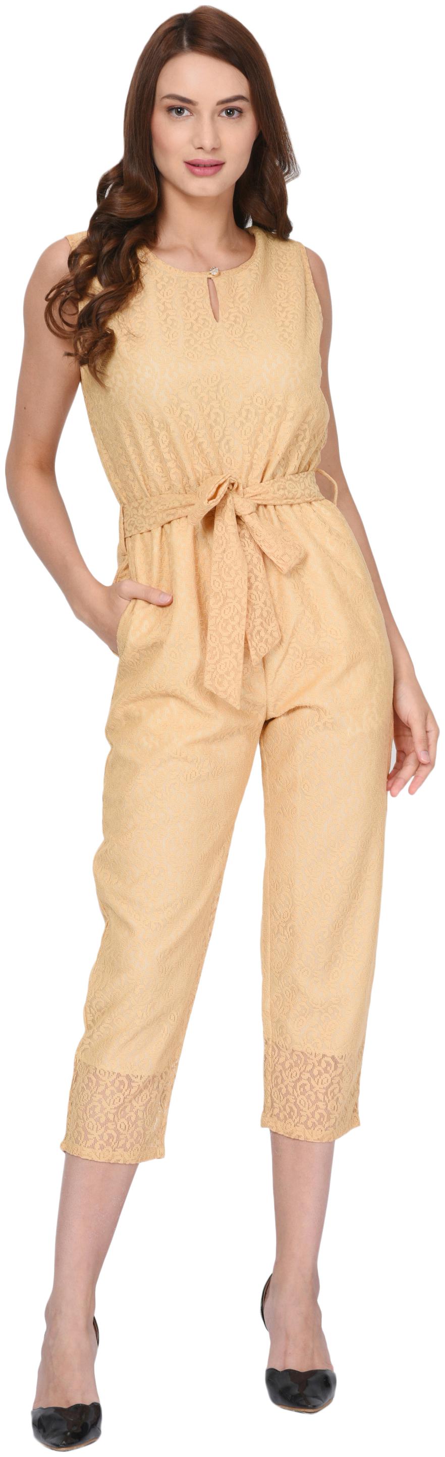 

VASHIST Solid Jumpsuit - Beige