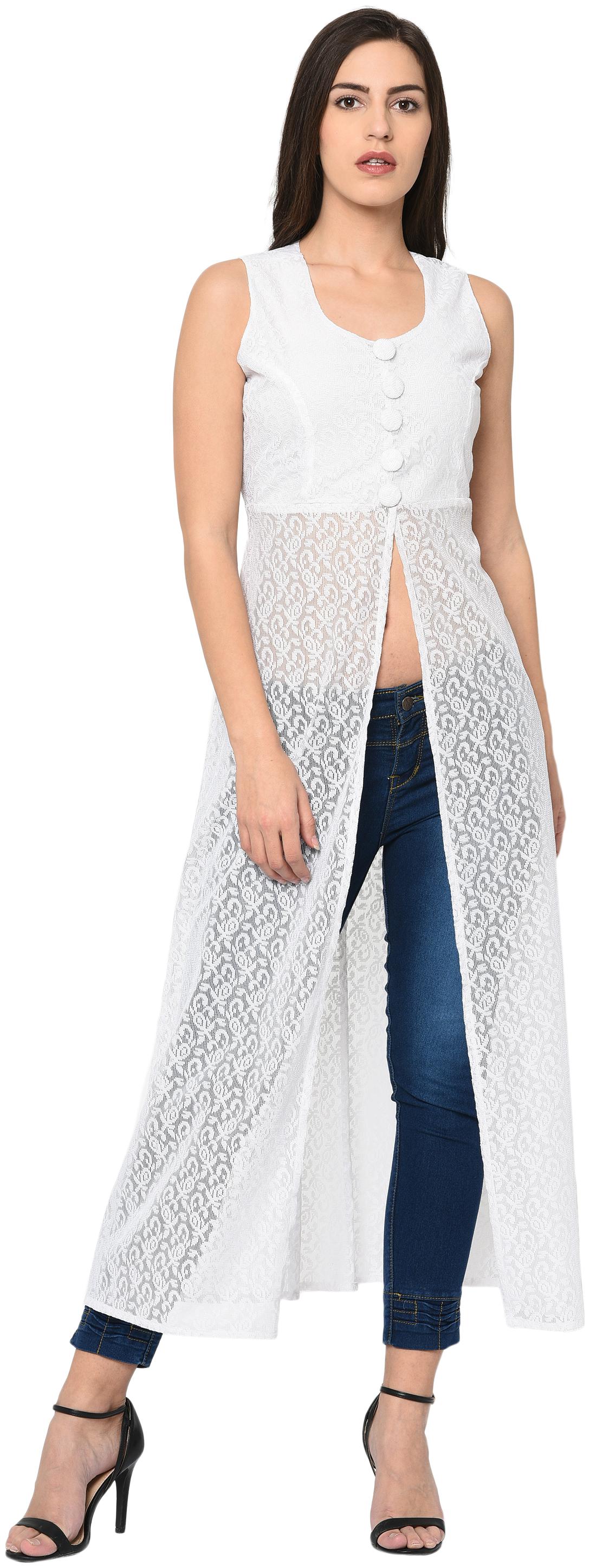 

VASHIST White Solid A-line dress