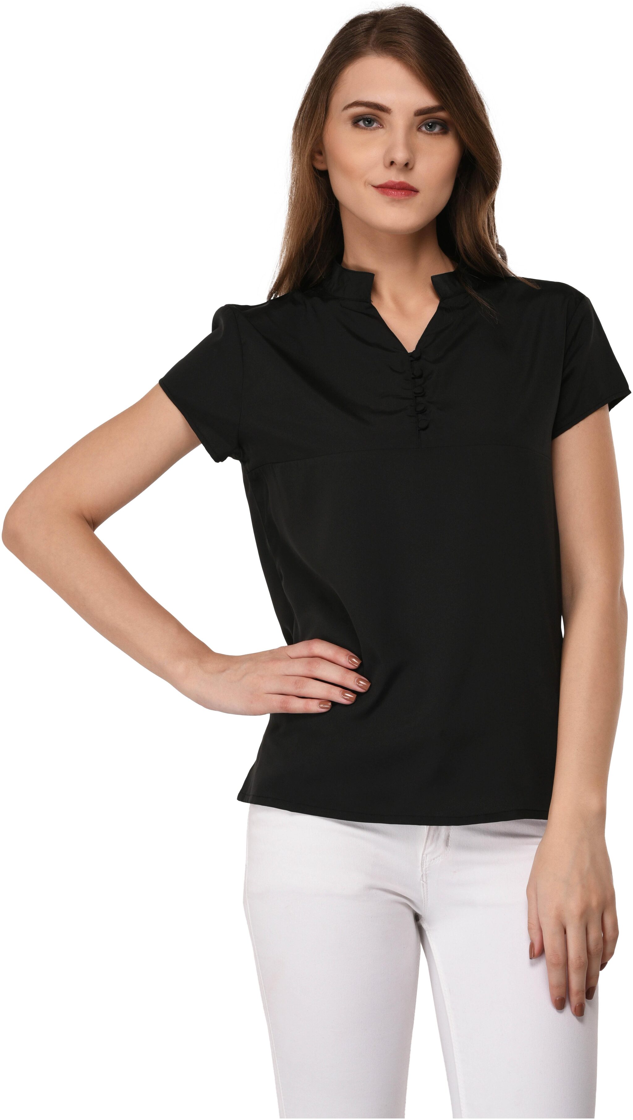 

VASHIST Women Printed A-line top - Black