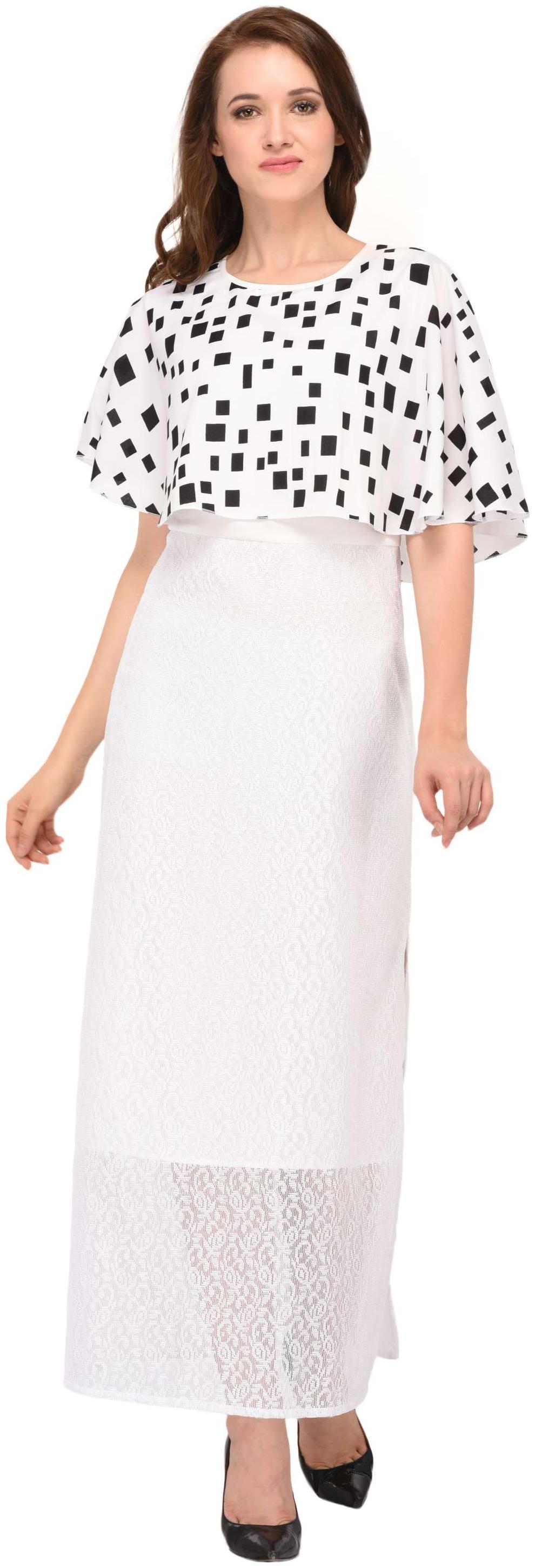 

Vashist Women White Black Solid Mix and match Maxi dress