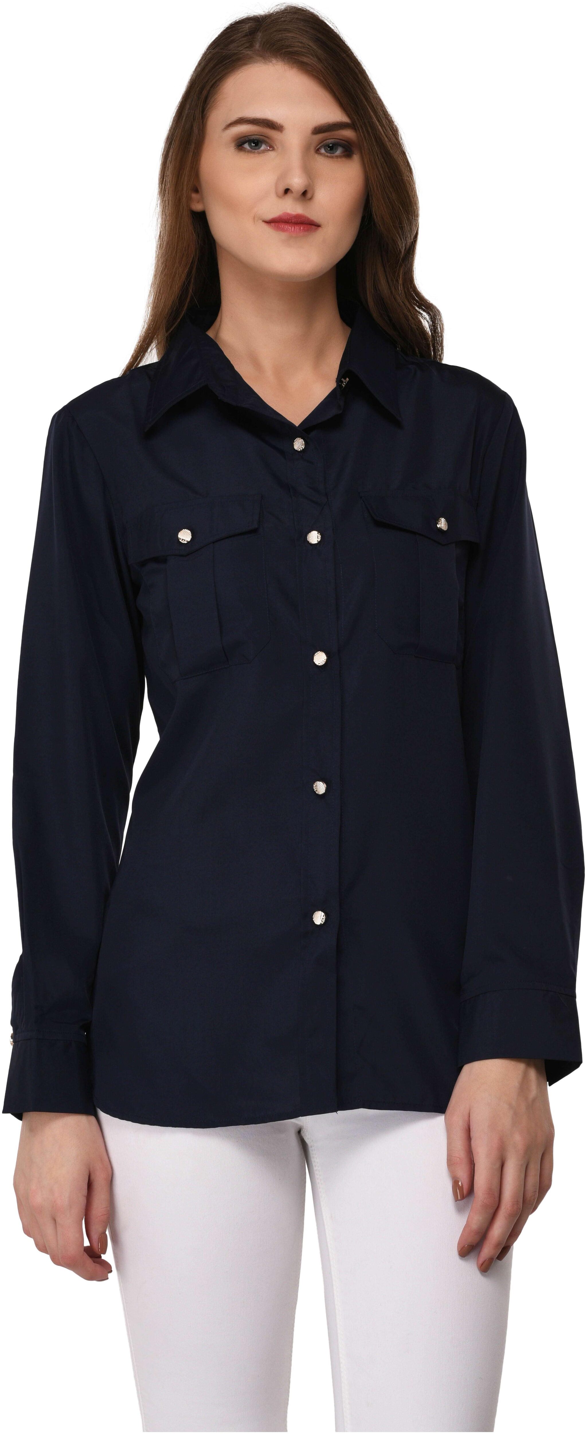 

VASHIST Women Blue Solid Regular Fit Shirt