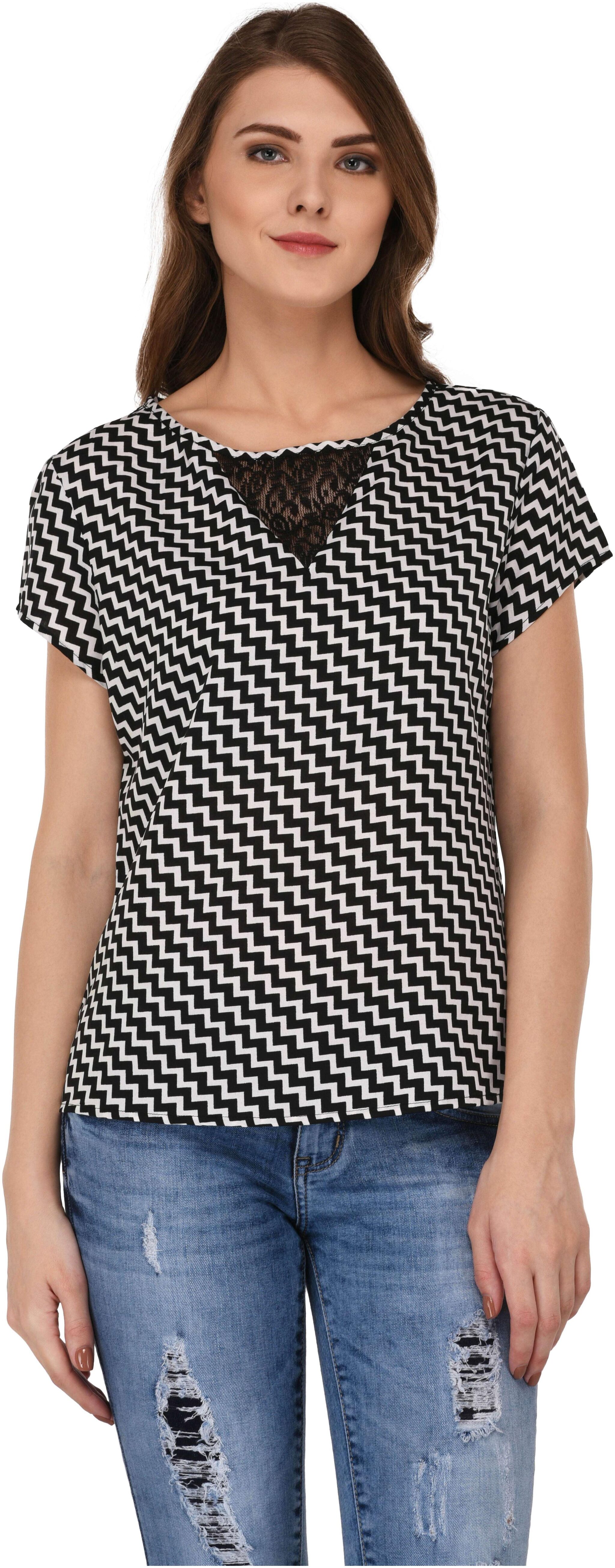 

VASHIST Women Printed A-line top - Black